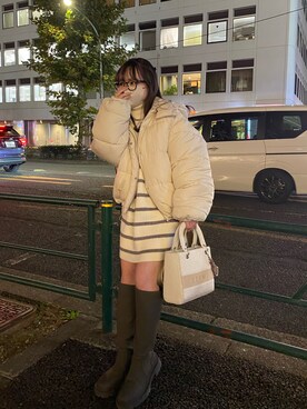 「ブーツコーデ」｜「アイテム（ダウンジャケット/コート）」を使った、mayukoさん（レディース・147cm）の秋コーディネート