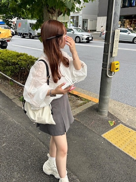 「one after another NICE CLAUP（ワンアフターアナザーナイスクラップ）のアイテム（ブルゾン）」を使った、mayukoさん（レディース・147cm）の夏コーディネート