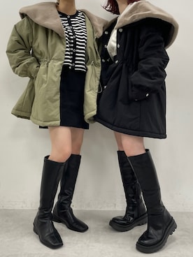 「one after another NICE CLAUP（ワンアフターアナザーナイスクラップ）のアイテム（ミリタリージャケット）」を使った、mayukoさん（レディース・147cm）の秋コーディネート