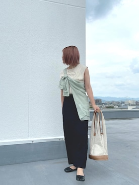 chamiさんの「シアーバルーンスリーブビッグシャツ/オーバーシャツ/バルーン袖」を使ったコーディネート
