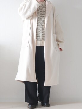 ネックレスを使った 白コート のメンズ人気ファッションコーディネート Wear