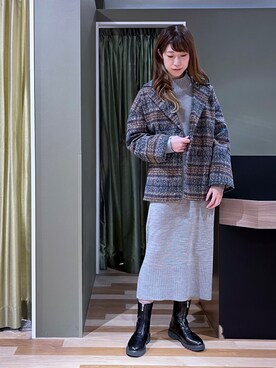 「earth music&ecology（アースミュージックアンドエコロジー）のアイテム（その他アウター）」を使った、hasumin🐱さん（レディース・167cm）の冬コーディネート