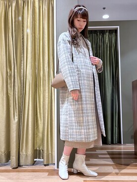 「Green　Parks（グリーンパークス）のアイテム（ノーカラーコート）」を使った、hasumin🐱さん（レディース・167cm）の秋コーディネート