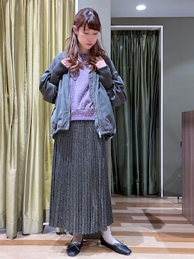 「ラメ」｜「アイテム（その他アウター）」を使った、hasumin🐱さん（レディース・167cm）の冬コーディネート