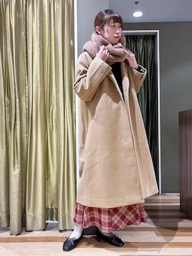 「アイテム（チェスターコート、イエロー系）」を使った、hasumin🐱さん（レディース・167cm）の冬コーディネート