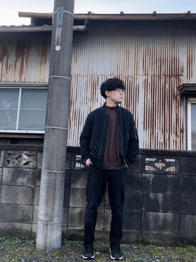 「UNIQLO（ユニクロ）のアイテム（パンツ、ブラック系）」を使った、keさん（メンズ・166cm）の冬コーディネート