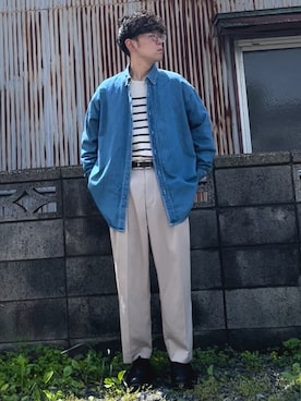 「niko and...（ニコアンド）のアイテム（デニムジャケット、ブルー系）」を使った、keさん（メンズ・166cm）の春コーディネート