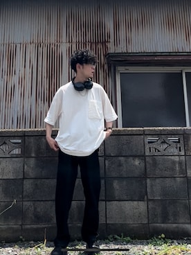 「niko and...（ニコアンド）のアイテム（Tシャツ/カットソー、ホワイト系）」を使った、keさん（メンズ・166cm）の夏コーディネート