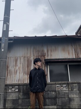 「FREAK'S STORE（フリークスストア）のアイテム（シャツ/ブラウス、ブラック系）」を使った、keさん（メンズ・166cm）の春コーディネート