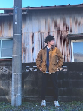 「niko and...（ニコアンド）のアイテム（ジャケット/アウター、ブラウン系）」を使った、keさん（メンズ・166cm）の冬コーディネート