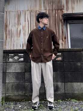 「U.S. POLO ASSN.（ユーエスポロアッスン）のアイテム（シャツ/ブラウス、ブラウン系）」を使った、keさん（メンズ・166cm）の春コーディネート