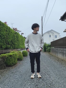 「FREAK'S STORE（フリークスストア）のWEB限定 12oz ヘビーウェイト ビッグシルエット クルーネックスウェット/リンガースウェット（スウェット、グレー系）」を使った、keさん（メンズ・166cm）の秋コーディネート