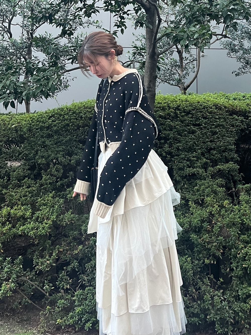スカート willfully random tiered tulle & pongeeSK WILLFULLY（ウィルフリー）の「random tiered tulle & pongee SK