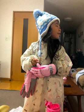 「phenix（フェニックス）のアイテム（ニットキャップ/ビーニー）」を使った、ERIさん（キッズ・120cm）の秋コーディネート