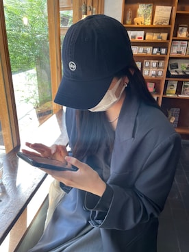 「depoundのアイテム（キャップ、ブルー系）」を使った、ちうみのさん（レディース）の冬コーディネート