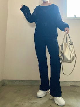 「GU（ジーユー）のアイテム（ショルダーバッグ、ゴールド系）」を使った、こみ | 骨ｽﾄｲｴﾍﾞ秋2nd冬さん（レディース・163cm）の秋コーディネート