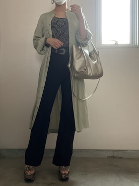 「SLY（スライ）のMANISH FLARE パンツ/フレア（その他パンツ、ブラック系）」を使った、こみ | 骨ｽﾄｲｴﾍﾞ秋2nd冬さん（レディース・163cm）の秋コーディネート