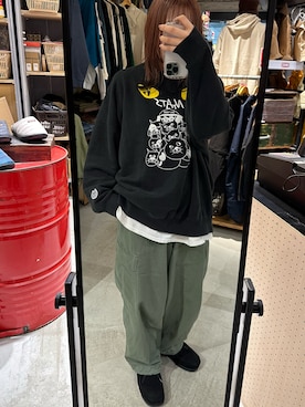 「アイテム（モカシン/デッキシューズ）」を使った、ののさん（レディース・159cm）の冬コーディネート