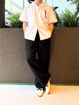 「アイテム（ドレスシューズ、ホワイト系）」を使った、ふーがさん（メンズ・172cm）の夏コーディネート