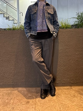 「Levi's（リーバイス）のアイテム（デニムジャケット、ブルー系）」を使った、ふーがさん（メンズ・172cm）の春コーディネート