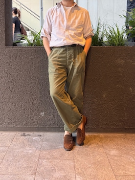 「BROOKS BROTHERS（ブルックスブラザーズ）のアイテム（シャツ/ブラウス、ベージュ系）」を使った、ふーがさん（メンズ・172cm）の夏コーディネート