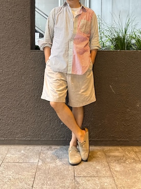 「BIRKENSTOCK（ビルケンシュトック）のアイテム（サンダル、ベージュ系）」を使った、ふーがさん（メンズ・172cm）の秋コーディネート