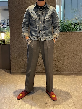 「MINEDENIM（マインデニム）のアイテム（ジャケット/アウター）」を使った、ふーがさん（メンズ・172cm）の秋コーディネート