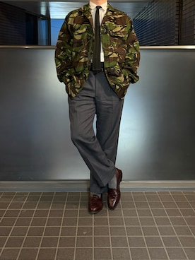 「ALDEN（オールデン）のアイテム（ローファー、ブラウン系）」を使った、ふーがさん（メンズ・172cm）の春コーディネート
