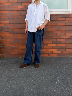 「MAATEE&SONSのアイテム（デニムパンツ、ブルー系）」を使った、ふーがさん（メンズ・172cm）の夏コーディネート