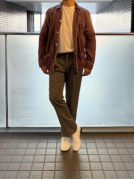「アイテム（バレエシューズ）」を使った、ふーがさん（メンズ・172cm）の秋コーディネート