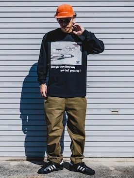 「コーデュロイキャップ」｜カズンコさん（メンズ・180cm）の秋コーディネート