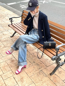 「詳細はInstagram」｜「アイテム（ジャケット/アウター）」を使った、amoriaさん（レディース・152cm）の冬コーディネート