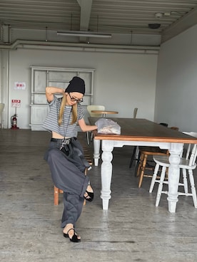 「しまむら（シマムラ）のアイテム（パンツ、グレー系）」を使った、amoriaさん（レディース・153cm）の夏コーディネート