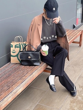 「詳細はInstagram」｜「アイテム（スウェット）」を使った、amoriaさん（レディース・152cm）の秋コーディネート