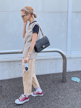 「CONVERSE（コンバース）のCONVERSE コンバース オール スター オックス / ALL STAR OX (MRN) 32163522（スニーカー）」を使った、amoriaさん（レディース・152cm）の夏コーディネート