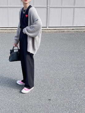 「titivate（ティティベイト）のﾛｰｹﾞｰｼﾞﾊﾝﾄﾞﾗｲｸﾆｯﾄｶｰﾃﾞｨｶﾞﾝ（カーディガン/ボレロ）」を使った、amoriaさん（レディース・152cm）の冬コーディネート