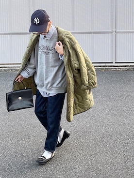 「詳細はInstagram」｜「アイテム（モッズコート）」を使った、amoriaさん（レディース・152cm）の冬コーディネート