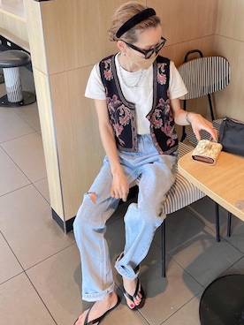「詳細はInstagram」｜「アイテム（パンツ）」を使った、amoriaさん（レディース・152cm）の春コーディネート