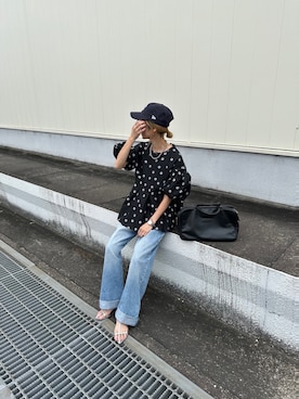 「詳細はInstagram」｜「アイテム（トップス）」を使った、amoriaさん（レディース・152cm）の夏コーディネート