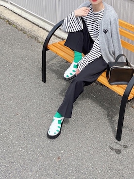 「詳細はInstagram」｜「アイテム（サンダル）」を使った、amoriaさん（レディース・152cm）の春コーディネート
