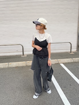 「詳細はInstagram」｜「アイテム（パンツ）」を使った、amoriaさん（レディース・152cm）の夏コーディネート