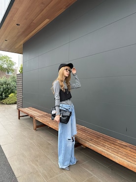 「CURA CLOSET（キュラ クローゼット）の【yc__mam コラボ】ドットor無地リバーシブルフリルキャミビスチェ（キャミソール、ブラック系）」を使った、amoriaさん（レディース・153cm）の秋コーディネート