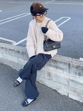 「詳細はInstagram」｜「アイテム（パンツ）」を使った、amoriaさん（レディース・152cm）の冬コーディネート