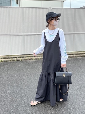 「詳細はInstagram」｜「アイテム（サンダル）」を使った、amoriaさん（レディース・152cm）の春コーディネート