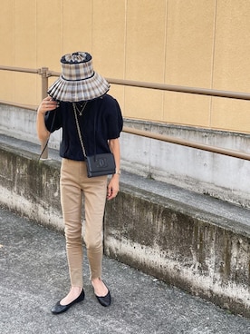 「詳細はInstagram」｜「アイテム（帽子）」を使った、amoriaさん（レディース・152cm）の夏コーディネート