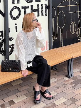 「詳細はInstagram」｜「アイテム（サンダル）」を使った、amoriaさん（レディース・152cm）の夏コーディネート