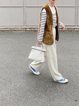 「バスクシャツ」｜「アイテム（その他アウター）」を使った、amoriaさん（レディース・152cm）の春コーディネート