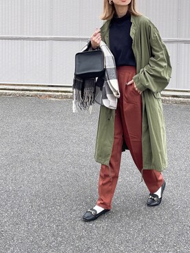 「詳細はInstagram」｜「アイテム（モッズコート）」を使った、amoriaさん（レディース・152cm）の冬コーディネート
