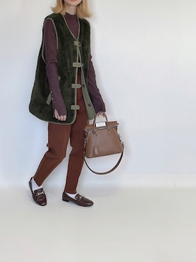 「ボートネック」｜「アイテム（その他アウター）」を使った、amoriaさん（レディース・152cm）の秋コーディネート