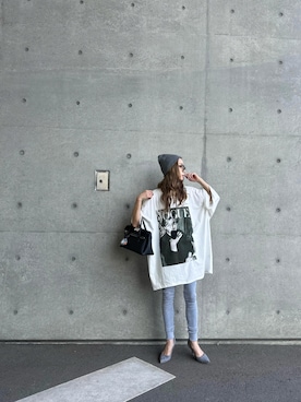 「Maison Margiela（メゾンマルジェラ）のMaison Margiela 5AC HANDBAG EAST WEST MEDIUM（ハンドバッグ、ブラック系）」を使った、amoriaさん（レディース・153cm）の夏コーディネート